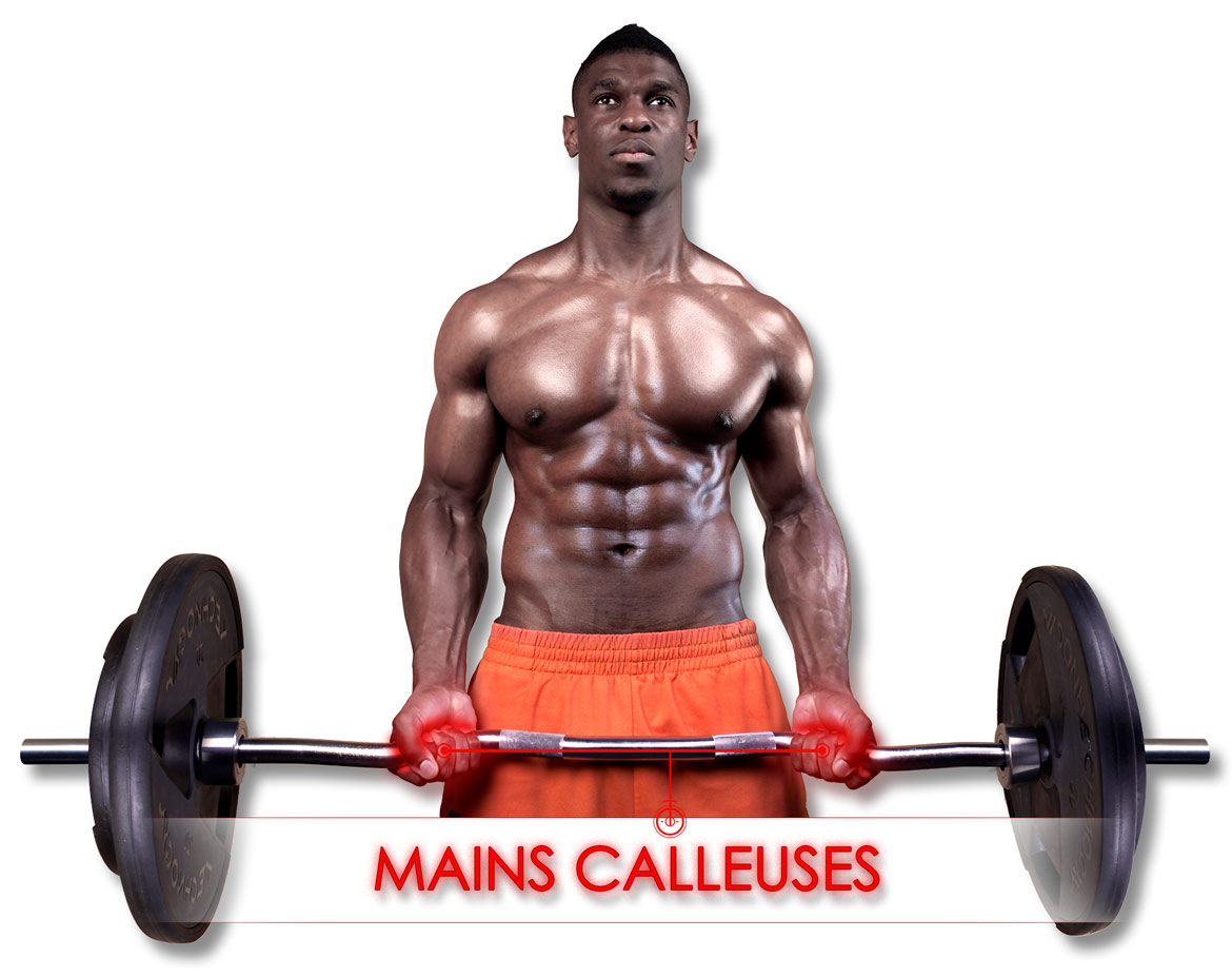 homme avec une barre de curl sans powerhand air
